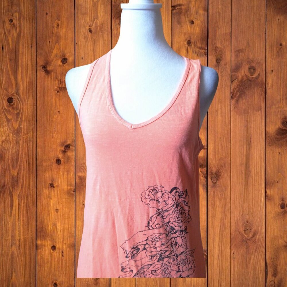 HARLEY DAVIDSON WOMEN'S MEDIUM ORANGE TANK TOP MYRTLE BEACH PULLOVER MOTORCYCLE - Picture 2 of 6